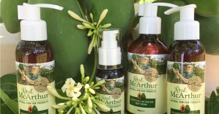 Real McArthur paw paw creams: magnesium body cream and hyaluronic acid face cream, made in Australia